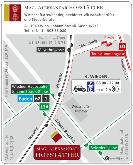 Umgebungskarte mit öffentlichen Verkehrsmitteln